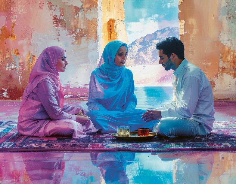 Broer met zus en moeder