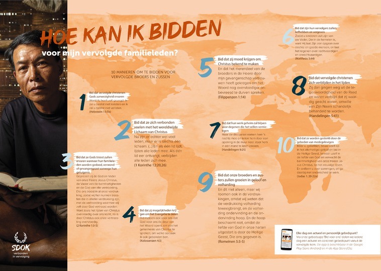 Tien gebedspunten voor vervolgde christenen | Deze poster kun je gratis aanvragen